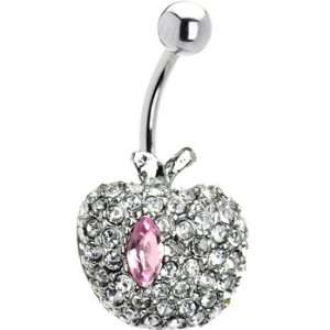  Pink Gem Apple Belly Ring Jewelry