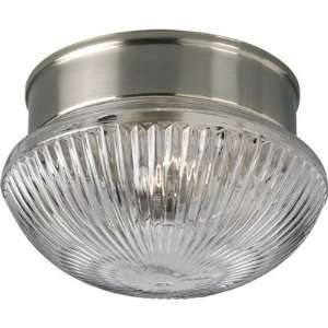 Flush Mount in Brushed Nickel with Clear Prismatic Glass Size Large