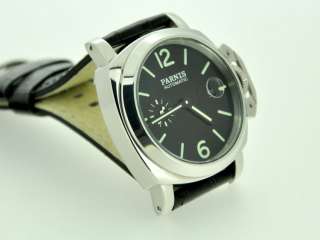 44mm Parnis Date/Black Dial Green number Automatic Watch X138  