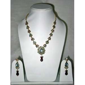   Kundan Necklace Set New Fashion Polki Pendant with Earring Jewelry