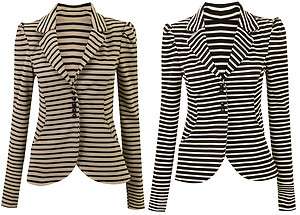   Double Collar Long Sleeve Striped Pocket Blazer Sizes UK 8  16  