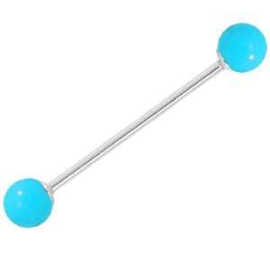   Gold Industrial Barbell   6mm Turquoise Balls FreshTrends Jewelry