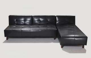 Ecksofa Lounge Bettsofa LOFT Ledertex / schwarz  