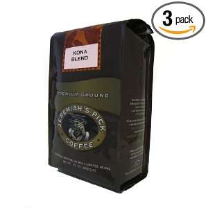 Jeremiahs Pick Coffee Kona Blend Ground Coffee, 10 Ounce Bags (Pack 