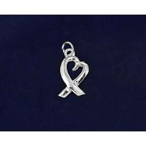    Silver Ribbon Charm   Heart Ribbon Charm (Retail) 