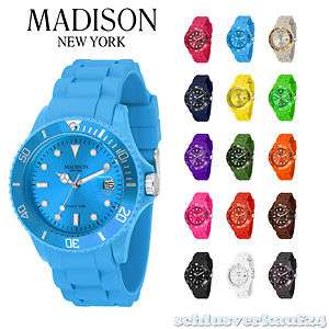 Armbanduhr Madison New York Silikon Candy Sport Trend Uhr alle Farben 