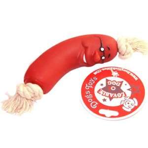  Pet Dog Rubber Sausage With Chew Rope Toy: Pet Supplies