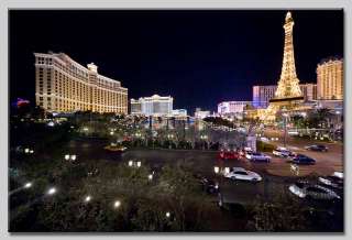 Leinwand Bild Las Vegas USA Eifelturm Nachts Kunst  