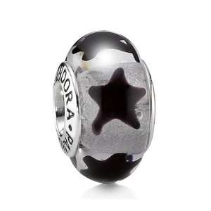  Pandora Murano Glass Black Stars 