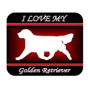   Love My Golden Retriever Dog Mouse Pad   Red Design 
