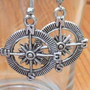  Steampunk Nautical Pirate compass earrings pendant charm 