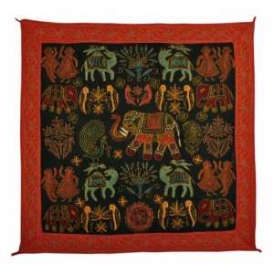  Home Decor Elephant Tapestry Wall Hanging Graceful Zari Embroidery 