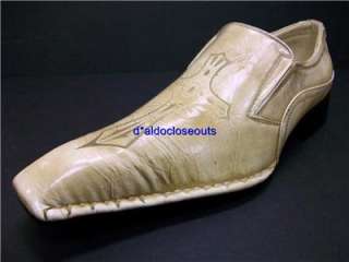 Men Beige Italian Style Cross Design Loafer Dress Shoes  