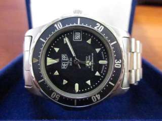 Vintage Heuer Leonidas 2000 Professional Black Date S/S Mens Watch 