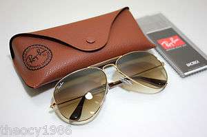   3025 001/51 Brown Gradient Faded Gold Aviator Sunglasses 55mm Small