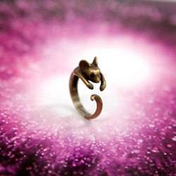 Vintage style antique gold mouse charm ring Size K  