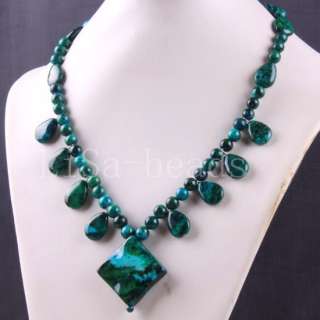 Blue Azurite Beads Gemstone Necklace Earrings LE416  