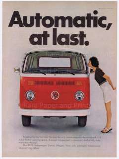   Volkswagen Bus Woman Kissing Camper Van Vintage Original Magazine Ad