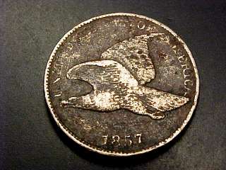  RARE 1857 Flying Eagle Cent Penny VF CORRODED  
