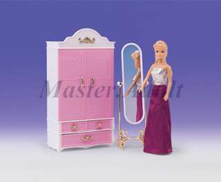 Gold & Pink Grand Wardrobe with drawers & Standup Adjustable Mirror 