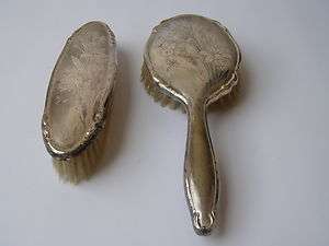 Antique Silverplate pair FOREIGN EPNS Brushes  