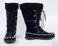 New Victoria Secret Lace up Suede and Fur boot black 6  