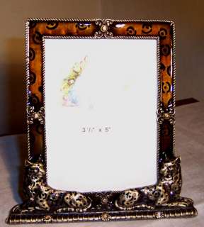 TWO LEOPARD Enameled Jeweled PICTURE FRAME  