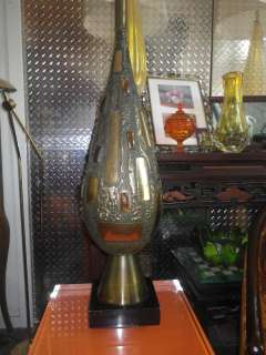 MID CENTURY BRUTALIST GEM ENCRUSTED XL GILDED LAMP GLAM  