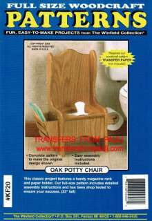   Collection full size woodcraft pattern #KF20   Oak Potty Chair