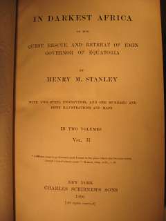 1890 IN DARKEST AFRICA HENRY STANLEY 2 VOLS MAP  