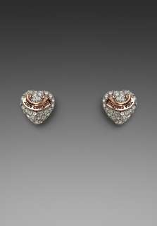 JUICY COUTURE Pave Heart Stud Earrings in Rose Gold at Revolve 