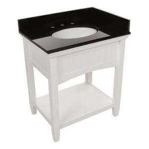 Foremost Westchester 30 in. Vanity in White with Granite Top in Black 