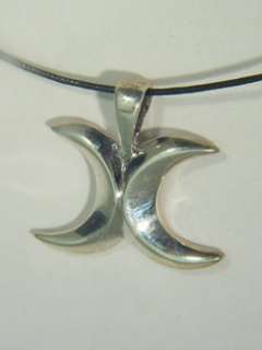 BUTW sterling silver crescent moons wicca pendant 1546B  