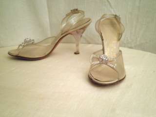1950s Vintage Lucite Slingback Shoes with Rhinestones by Deliso Debs 
