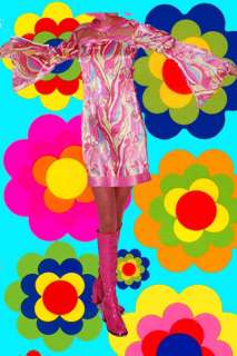 Trompetenärmel AbbA Retro Kleid Revival 70er Jahre 42  