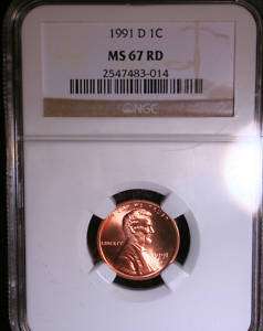 1991 D NGC MS67 RED Lincoln Cent PENNY  