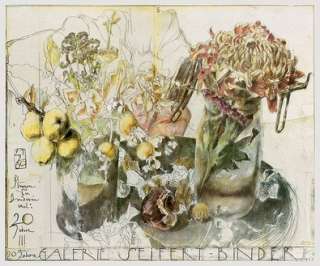   Janssen Poster Kunstdruck Blumen Seifert Binder handsigniert  