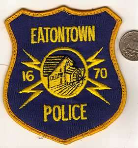 POLICE PATCH EATONTOWN NJ 1670 POLICE DEPT NEW JERSEY  