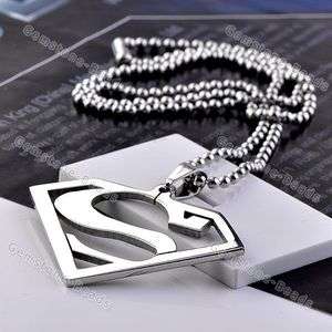 Stainless Steel Big Superman Symbol Charm Pendant Fashion Necklace 