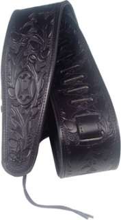 Levys PM44T01 (Black) (3 Acorn Tooled Leather Strap)  