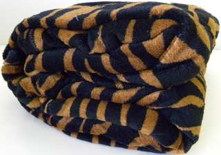 Super Soft Brown Black Zebra Print Microfiber Blanket Throw Queen Size 