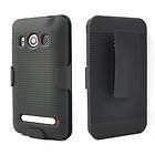   EVO 4G RIBBED BLACK PROTECTIVE CASE + BELT CLIP HOLSTER W/ STAND ~NEW