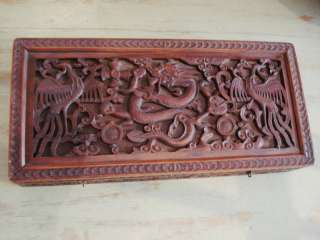 SUPERB H.CARVED CHINESE WOOD BOX W/ PHOENIX AND DRAGON  