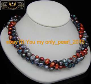 MPBeautiful multi colored baroque pearl necklaces 925s  