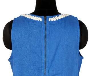 NEW $98 Free People Patchwork Blue Cotton Tunic Top Large L 10  