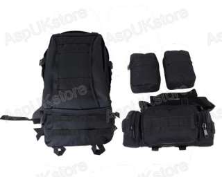 Large Assault Backpack Bag with Molle Pouches Black G  