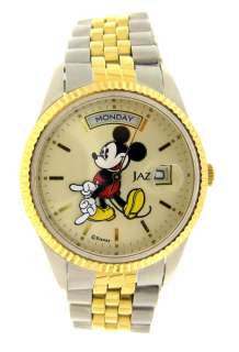 Lorus 1990s Quartz Mens Mickey Mouse Coin Bezel JAZ Pointing Hands 