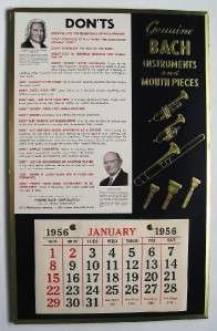 Rare 1956 Mt. Vernon Bach Store Sign Trumpet Trombone  