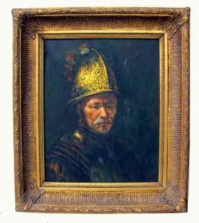 Ölgemälde Rembrandt Mann mit Helm im Prunkrahmen  