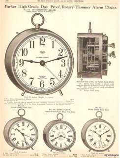 1910 Antique Parker Alarm Clock Catalog Ad  